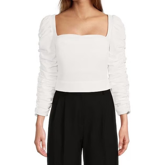 Antonio Melani Sarabeth Crepe Long Sleeve Square Neck Blouse Sz 4 - Picture 1 of 4